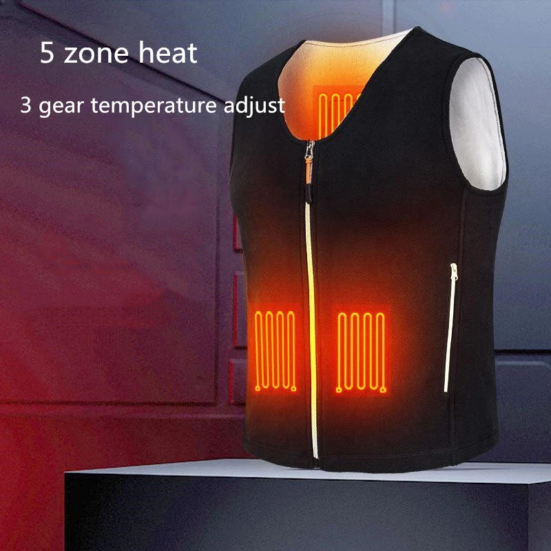 TENGOO HS-05 V-neck Slimming 5 Areas Smart Heating Vest 3 Gear Temperature USB Charging Winter Warmth Cold-proof Waistcoat for Men Women Elderly People — view 6