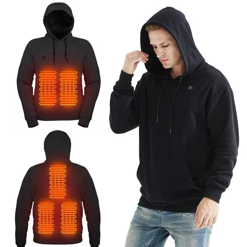 TENGOO HS05B Smart Heated Sweatshirt 5 Heating Areas Quick Heating USB Rechargeable Washable Safety Fashion Oversize Jacket for Winter Outdoors Keep Warm — TENGOO
