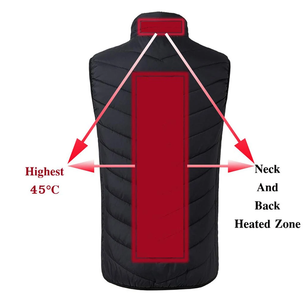 TENGOO HV-02 Unisex 2 Places Heating Vest 3-Gears Heated Jackets USB Electric Thermal Clothing Winter Warm Vest Outdoor Heat Coat Clothing — view 3