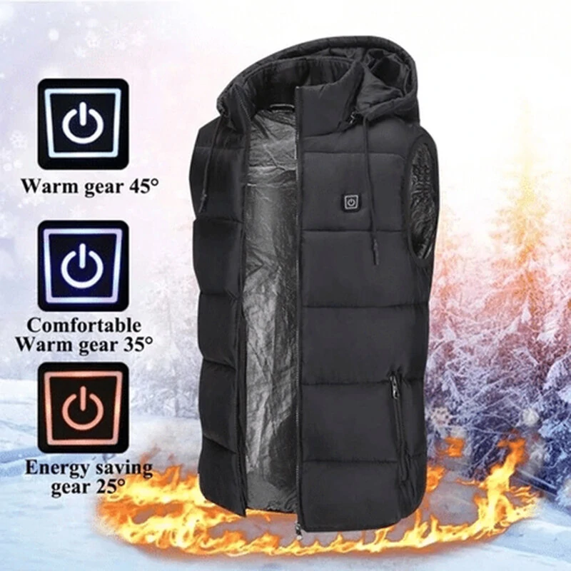 TENGOO HV-02 Unisex 2 Places Heating Vest 3-Gears Heated Jackets USB Electric Thermal Clothing Winter Warm Vest Outdoor Heat Coat Clothing — view 4