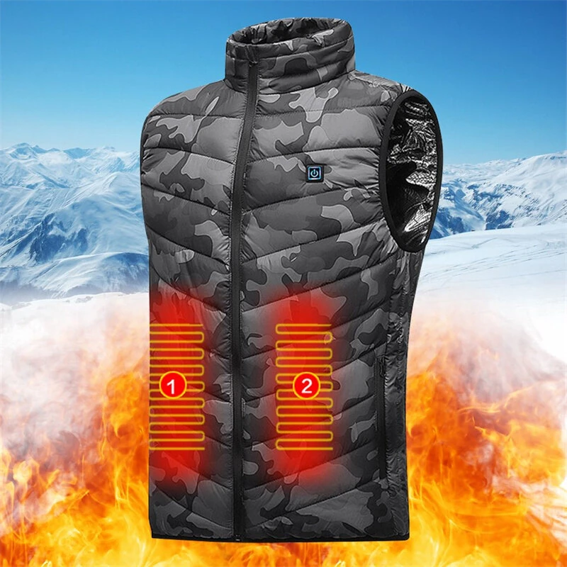 TENGOO HV-09C Heated Vest 9 Heating Areas Camouflage Oversized Men Winter Vest Self Heating Vest Usb Electric Thermal Vest Jacket Outdoor Vest — view 4