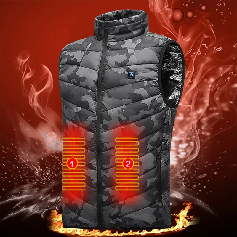 TENGOO HV-09C Heated Vest 9 Heating Areas Camouflage Oversized Men Winter Vest Self Heating Vest Usb Electric Thermal Vest Jacket Outdoor Vest — view 7