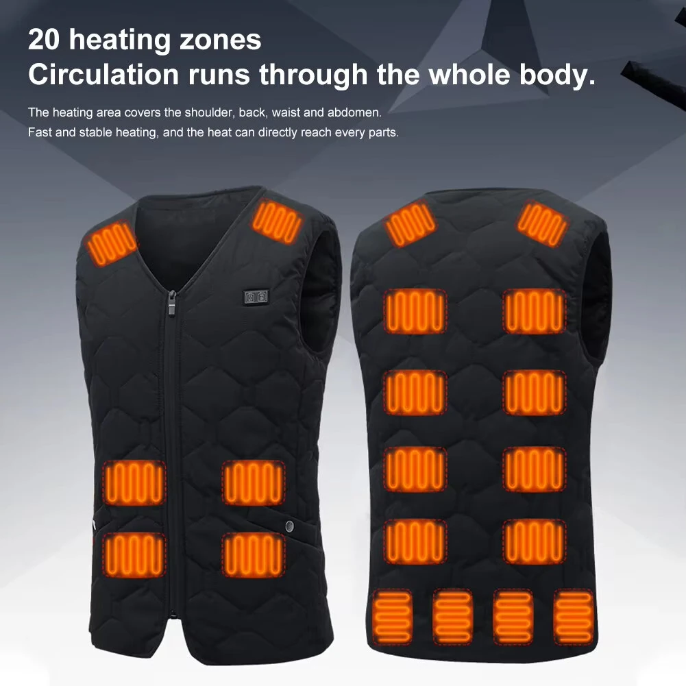 TENGOO HV-20 Smart Heated Vest 20 Heating Areas Oversized Women Men Winter Vest Self Heating Vest Usb Electric Thermal Vest Jacket Outdoor Vest — view 4