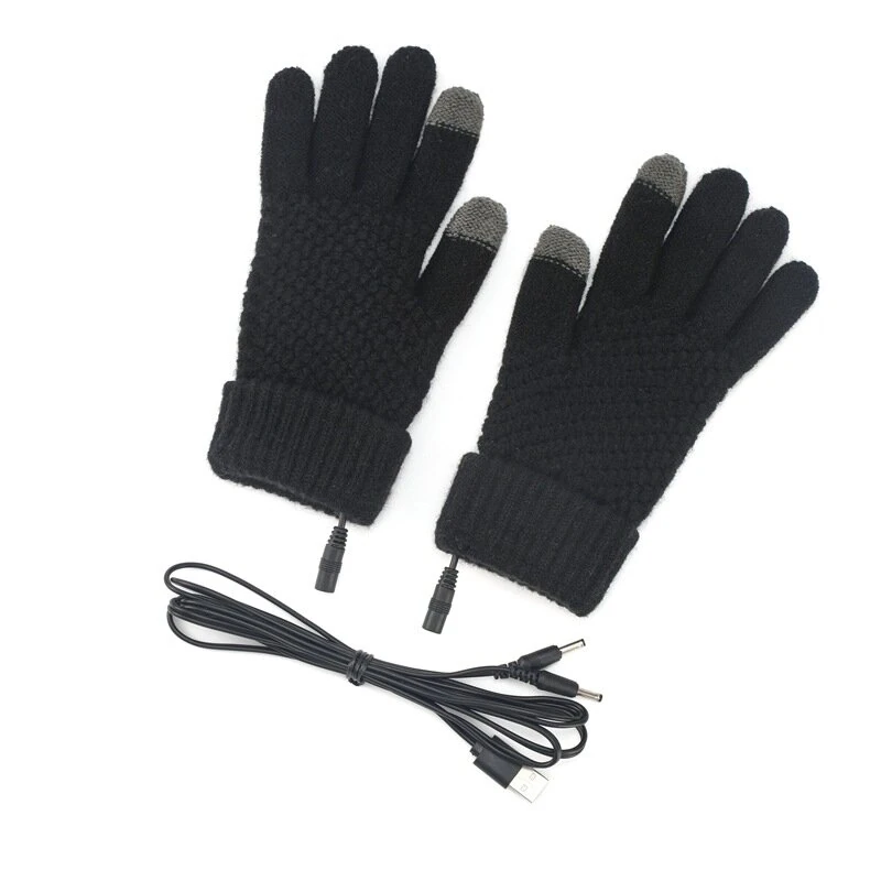 TENGOO Knitted USB Heated Gloves Touch Screen Compatible 40-50°C Adjustable Warmth Removable Heating Pad Flexible Cable Thermal Winter Gloves — view 11