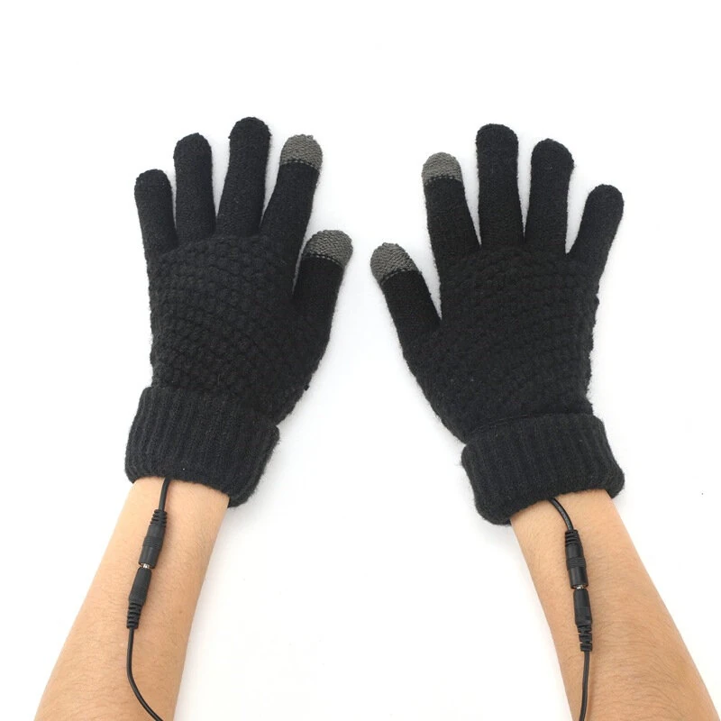 TENGOO Knitted USB Heated Gloves Touch Screen Compatible 40-50°C Adjustable Warmth Removable Heating Pad Flexible Cable Thermal Winter Gloves — view 8
