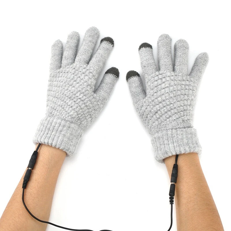 TENGOO Knitted USB Heated Gloves Touch Screen Compatible 40-50°C Adjustable Warmth Removable Heating Pad Flexible Cable Thermal Winter Gloves — view 9