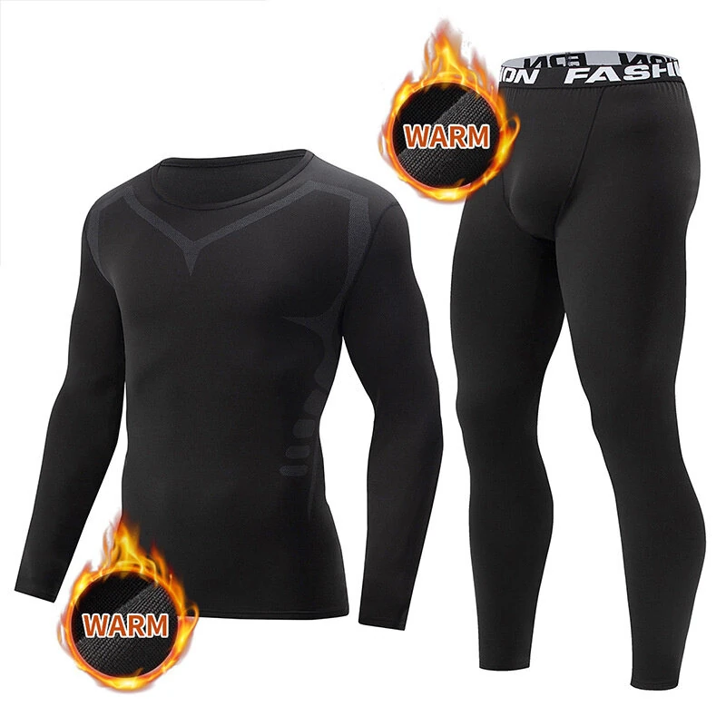 TENGOO Men's Thermal Underwear Set, Long johns set, Compression Thermal Base Layer Set, Moisture Wicking & Breathable Basic Long Sleeve & Letter Belt Leggings Winter Thermal Wear, Men's Thermal Clothing — view 2