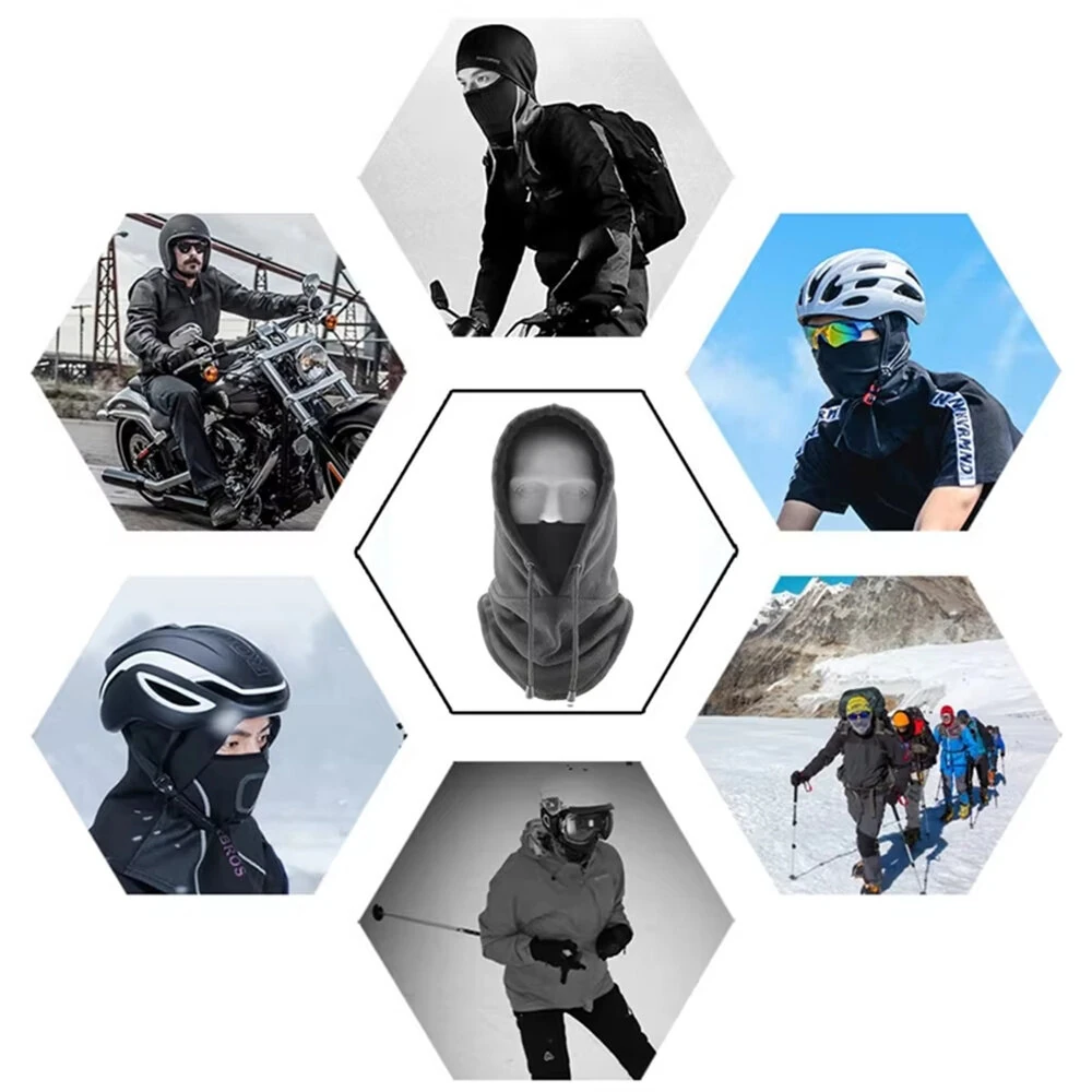 TENGOO Outdoor Cycling Protective Gear Hats Keep Warm Winter Racing Hooded Hat Thermal Neck Warmer Windproof Fleece Balaclava Skiing Face Mask — view 3