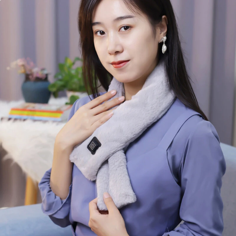 TENGOO Outdoor Warm Electric Heating Scarf Intelligent Heating Scarf 3 Gear Heating USB Heated Scarf Thermal Shawl Neck Brace Neck Protection Cold Invisible Zipper — view 3