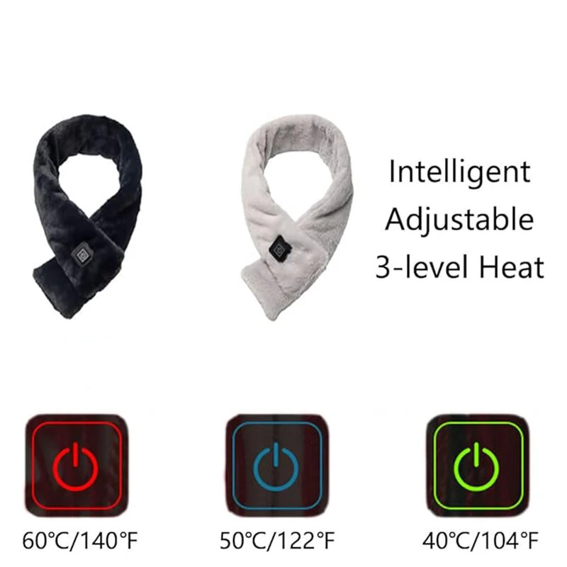 TENGOO Outdoor Warm Electric Heating Scarf Intelligent Heating Scarf 3 Gear Heating USB Heated Scarf Thermal Shawl Neck Brace Neck Protection Cold Invisible Zipper — view 6