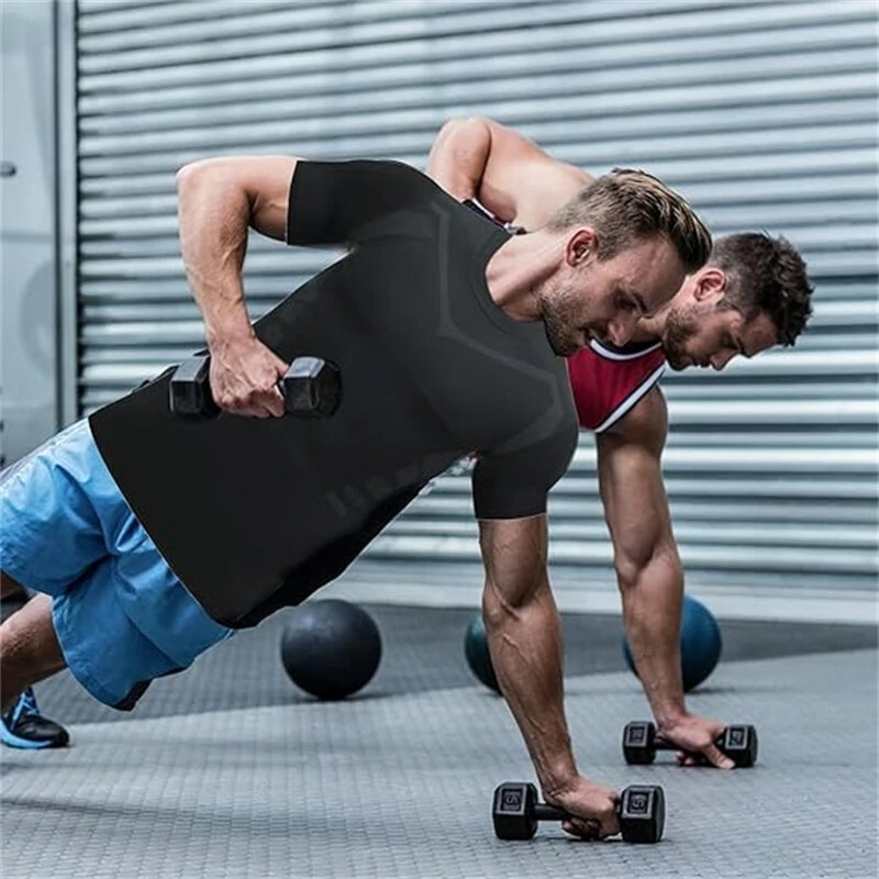 TENGOO Tight Sports Shirt Shaping Shirts Quick Drying Polyester Multifunctional Comfortable T-Shirts for Running Hiking Fashing Body Building Workout — view 4