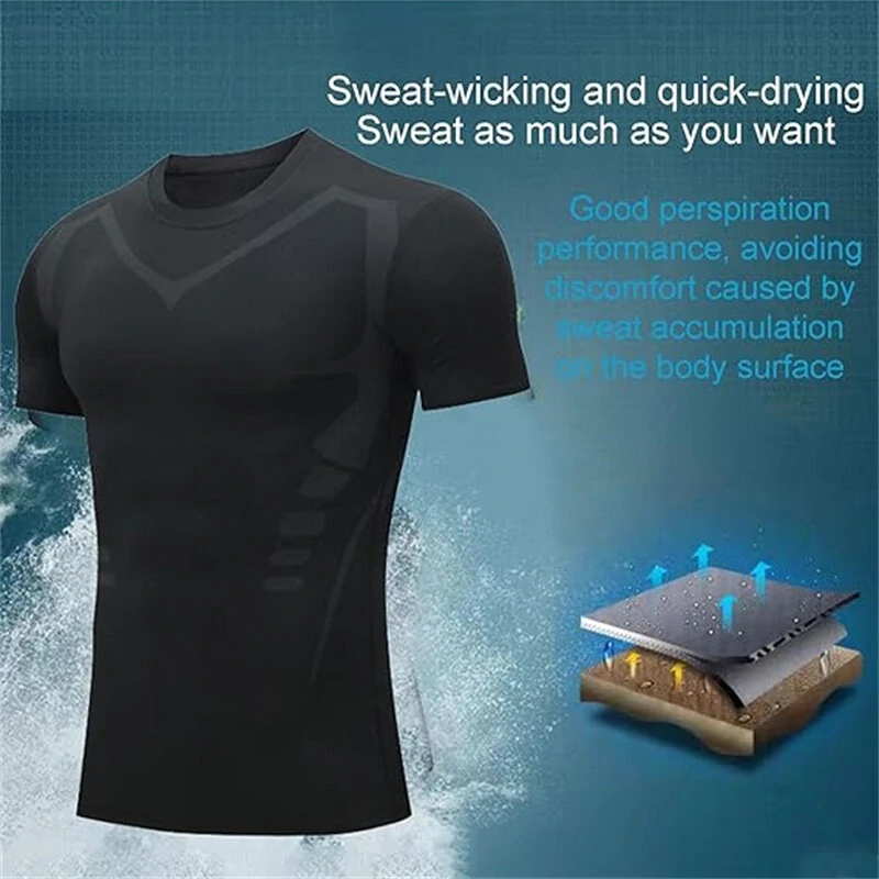 TENGOO Tight Sports Shirt Shaping Shirts Quick Drying Polyester Multifunctional Comfortable T-Shirts for Running Hiking Fashing Body Building Workout — view 5