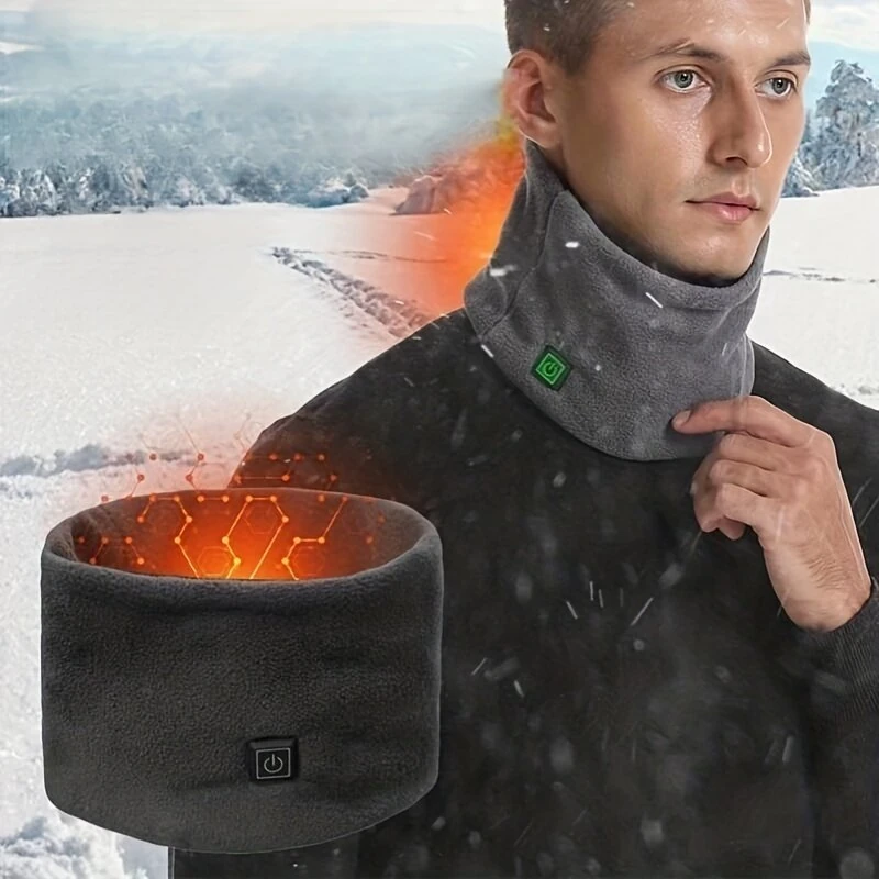 TENGOO USB Charging Electric Heated Neck Scarf 3 Gears Adjustable Intelligent Winter Warm Neckerchief Plush Collar for Men Women — view 2