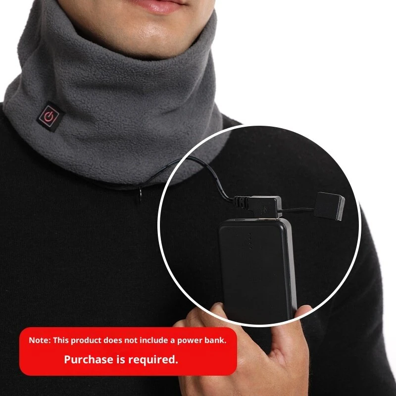 TENGOO USB Charging Electric Heated Neck Scarf 3 Gears Adjustable Intelligent Winter Warm Neckerchief Plush Collar for Men Women — view 5