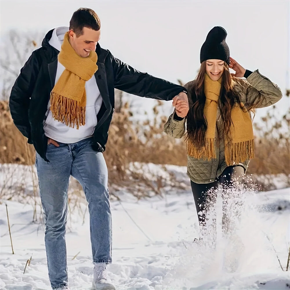 TENGOO USB Charging Heated Scarf 3 Level Temperature Control Soft Warm Winter Heating Warm Neck Wrap for Women Men — view 10