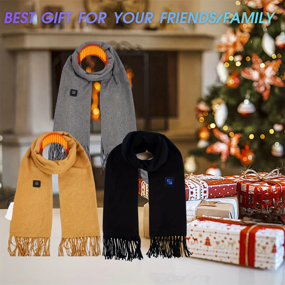 TENGOO USB Charging Heated Scarf 3 Level Temperature Control Soft Warm Winter Heating Warm Neck Wrap for Women Men — view 11