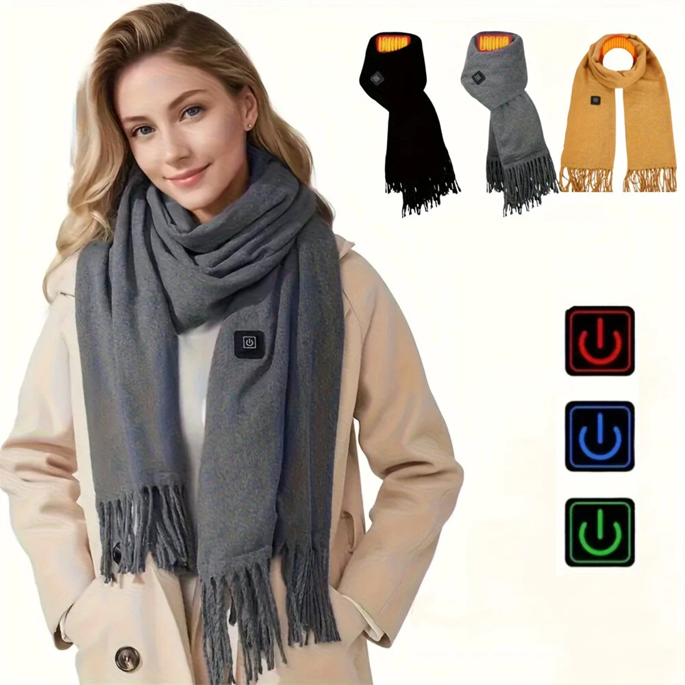 TENGOO USB Charging Heated Scarf 3 Level Temperature Control Soft Warm Winter Heating Warm Neck Wrap for Women Men — view 2