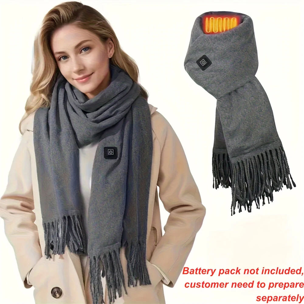 TENGOO USB Charging Heated Scarf 3 Level Temperature Control Soft Warm Winter Heating Warm Neck Wrap for Women Men — view 8
