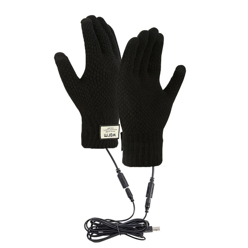TENGOO USB Charging Touchscreen Heated Gloves Knitted Thermal Coldproof Winter Warm Gloves for Outdoor Sports