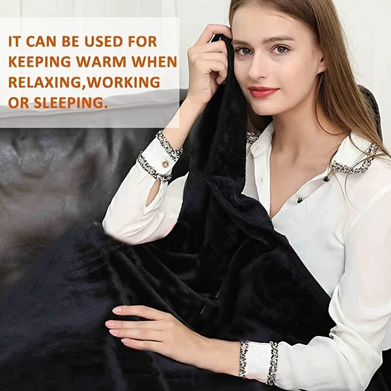 TENGOO USB Electric Heated Shawl 100*70cm Soft Flannel Heated Wrap Blanket Winter Wearable Fast Heating Electric Throw Blanket for Office Outdoor Camping — view 11