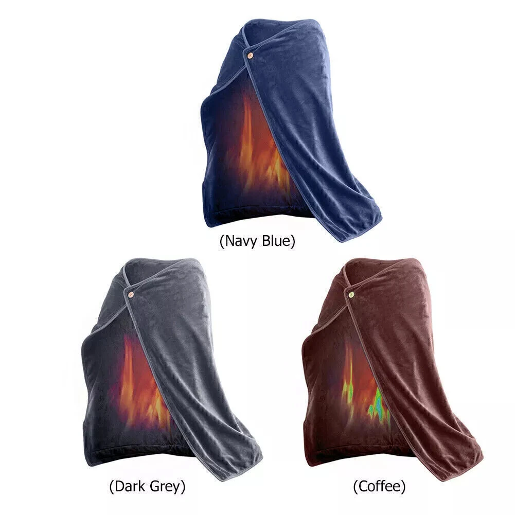 TENGOO USB Electric Heated Shawl 100*70cm Soft Flannel Heated Wrap Blanket Winter Wearable Fast Heating Electric Throw Blanket for Office Outdoor Camping — view 4