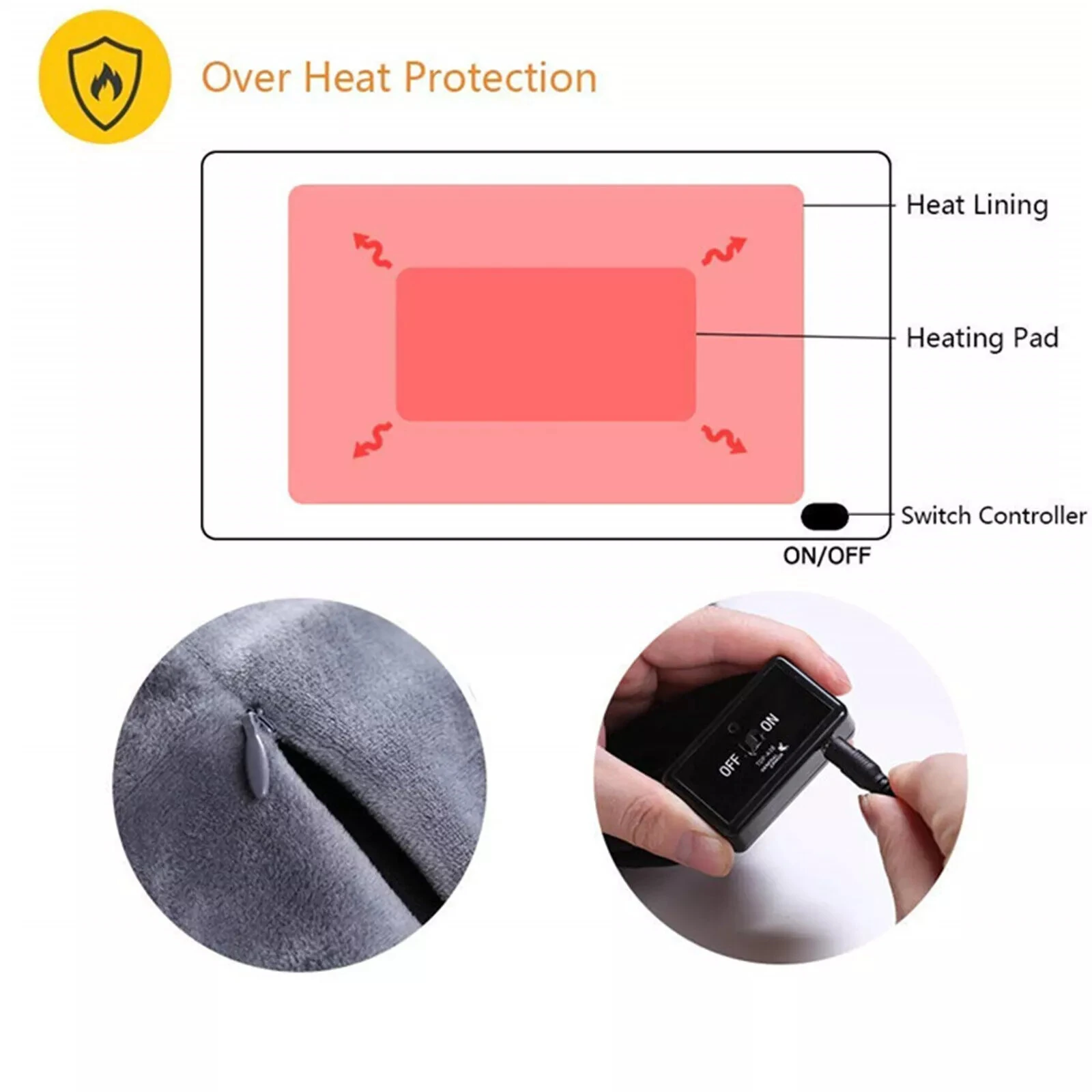 TENGOO USB Electric Heated Shawl 100*70cm Soft Flannel Heated Wrap Blanket Winter Wearable Fast Heating Electric Throw Blanket for Office Outdoor Camping — view 8