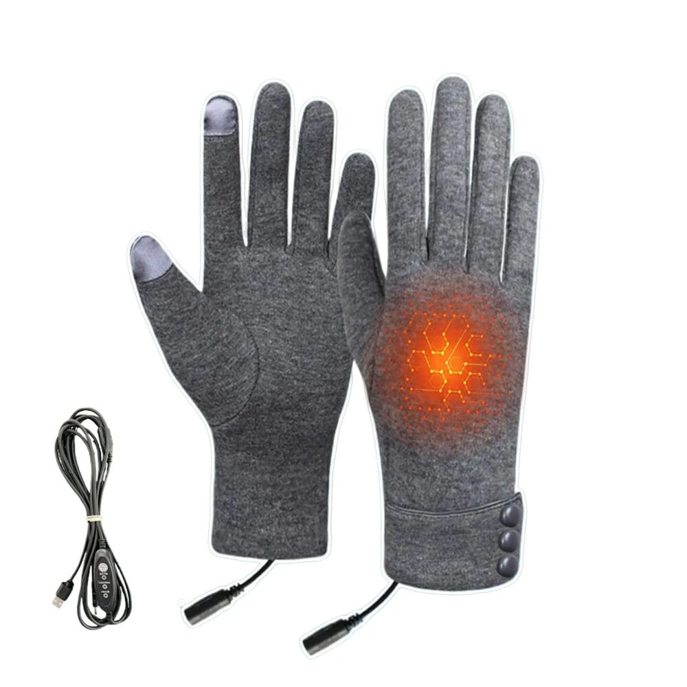 TENGOO USB Heated Gloves 3-Level Adjustable Temperature Thermal Windproof Touchscreen Cycling Winter Gloves for Outdoor Snowboarding Camping Fishing