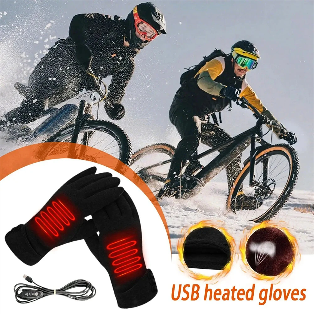 TENGOO USB Heated Gloves 3-Level Adjustable Temperature Thermal Windproof Touchscreen Cycling Winter Gloves for Outdoor Snowboarding Camping Fishing — view 7