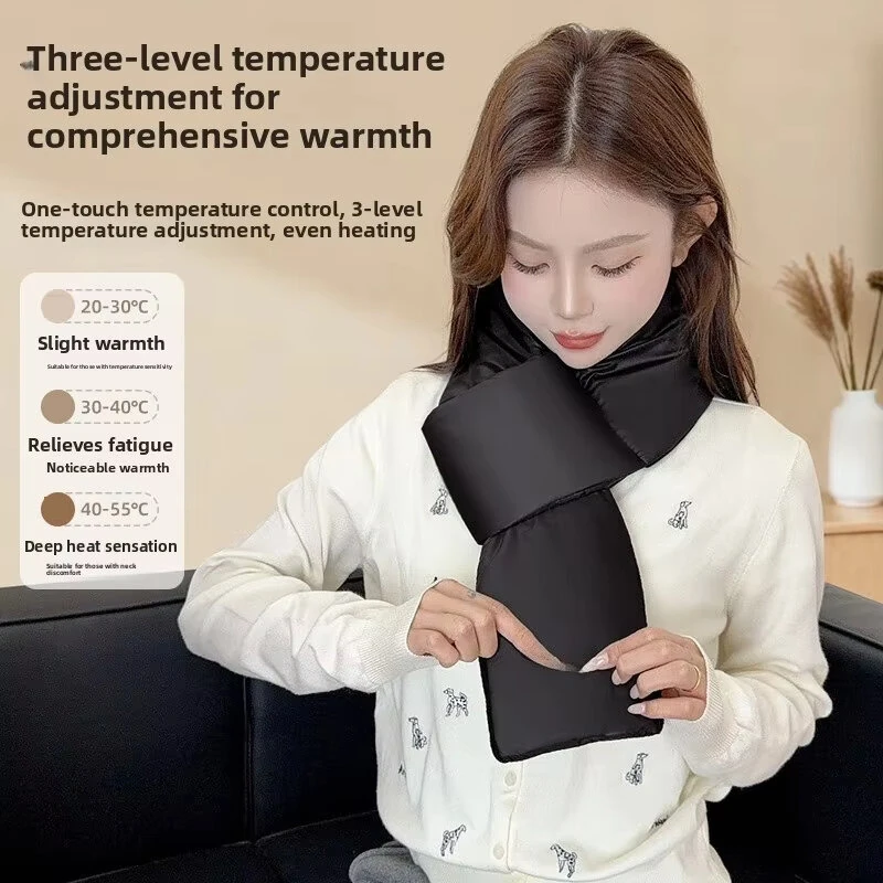 TENGOO USB Heated Scarf Graphene Heating Element Smart Winter Scarf Adjustable Temperature Lightweight Portable Warm Down Fabric — view 6