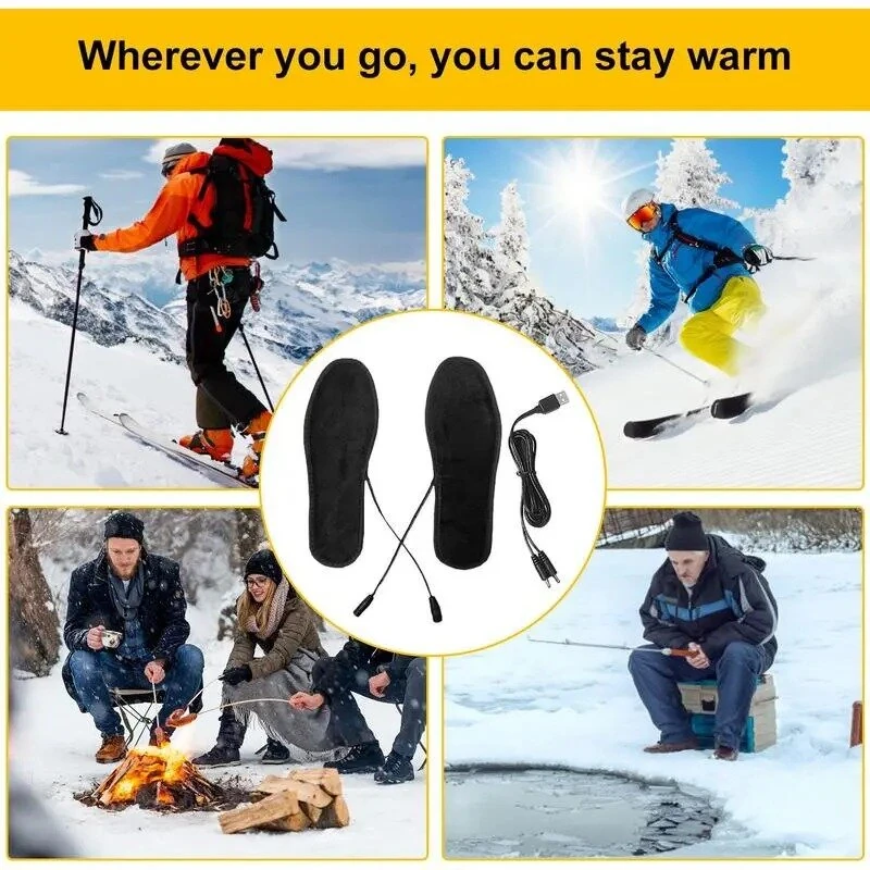 TENGOO USB Rechargeable Heated Insoles Waterproof Winter Warm Shoe Insoles for Motorcycle Cycling Skiing Hiking Supplies — view 4