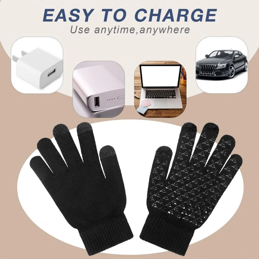 TENGOO Winter Electric Heated Gloves USB Rechargeable Electric Heated Gloves Warm Gloves for Men Women Motorcycle Snowboard Cycling Unisex Hand Warmer Driving — view 6