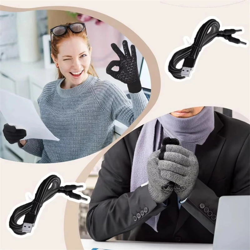 TENGOO Winter Electric Heated Gloves USB Rechargeable Electric Heated Gloves Warm Gloves for Men Women Motorcycle Snowboard Cycling Unisex Hand Warmer Driving — view 7