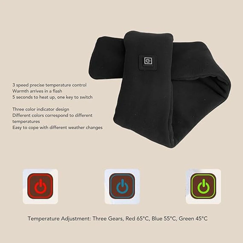 TENGOO Winter Heated Scarf 3 Levels Adjustable Temperature USB Charging Neck Warmer Intelligent Electric Heated Neck Wrap — view 4