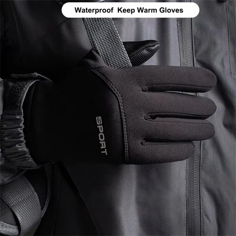 TENGOO Winter Outdoor Sports Cycling Gloves Windproof Waterproof Fleece Cold-Proof Ski Finger Touchscreen Non-Slip Motorcycle Gloves — view 2