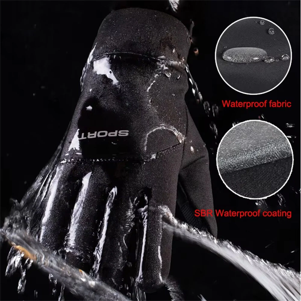 TENGOO Winter Outdoor Sports Cycling Gloves Windproof Waterproof Fleece Cold-Proof Ski Finger Touchscreen Non-Slip Motorcycle Gloves — view 6