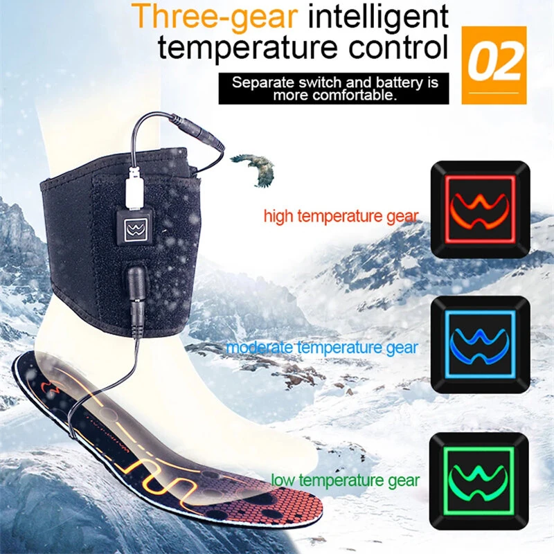 TENGOO Winter USB Rechargeable Heated Insoles 3 Levels Feet Warm Shoe Pad Thermal Electric Foot Warmer Heating Feet Outdoor Sports — view 7