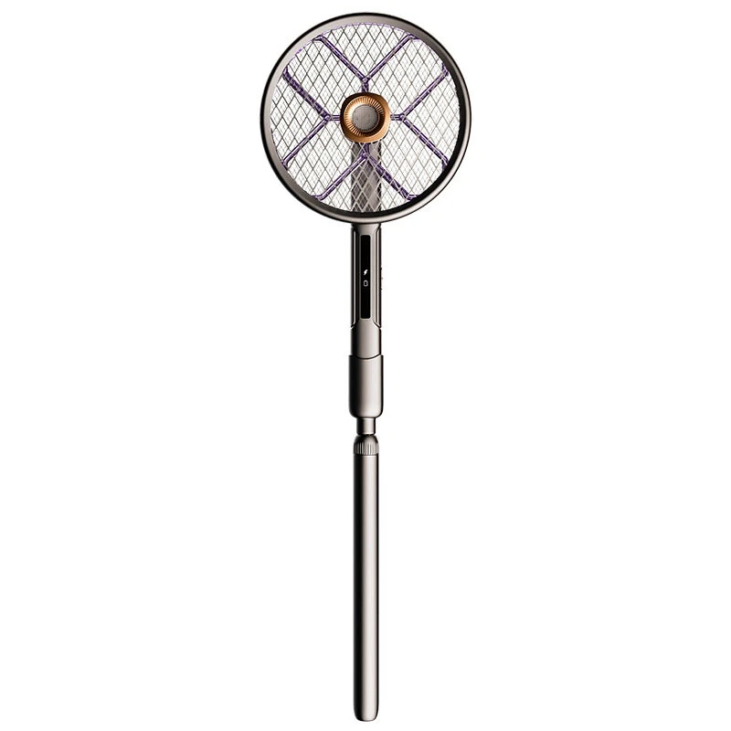 Tevorex 2800V Electric Extendable Mosquito Swatter 90°Roating Mesh Green Light Detection High Voltage Grid USB Rechargeable Household Foldable Fly Swatter Mosquito Killer with LED Attract Light