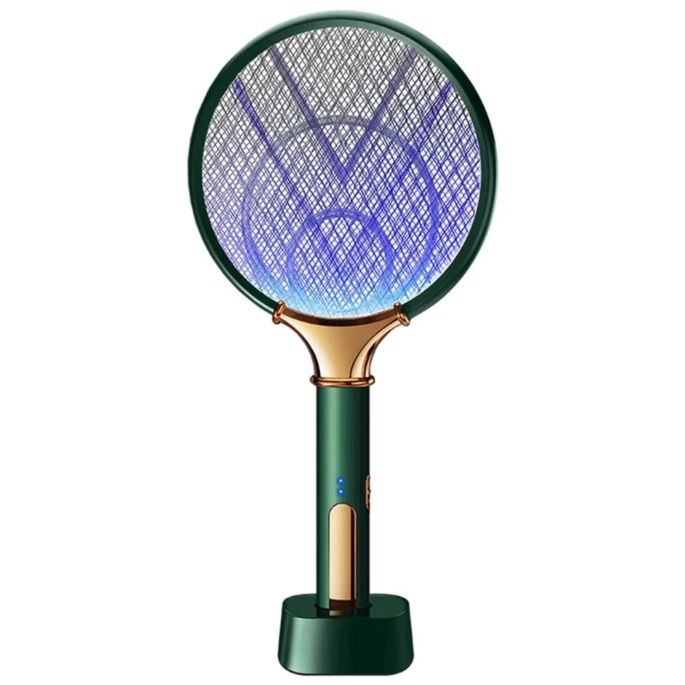 Tevorex 3000V Electric Mosquito Swatter 3-Layer Power Grid Dual Function Auto-Mosquito Attraction USB Fast Charging Portable Fly Killer Device with LED Light for Indoor Outdoor Use — view 2