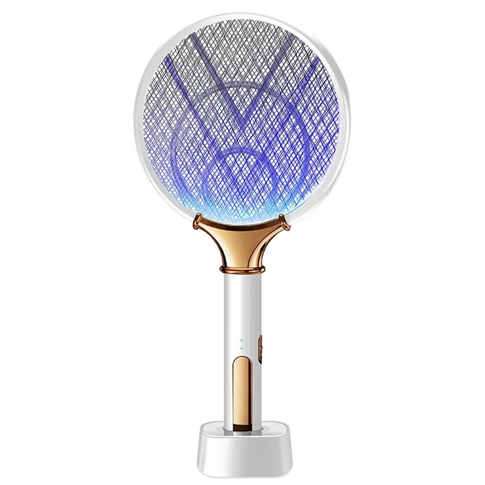 Tevorex 3000V Electric Mosquito Swatter 3-Layer Power Grid Dual Function Auto-Mosquito Attraction USB Fast Charging Portable Fly Killer Device with LED Light for Indoor Outdoor Use — view 3