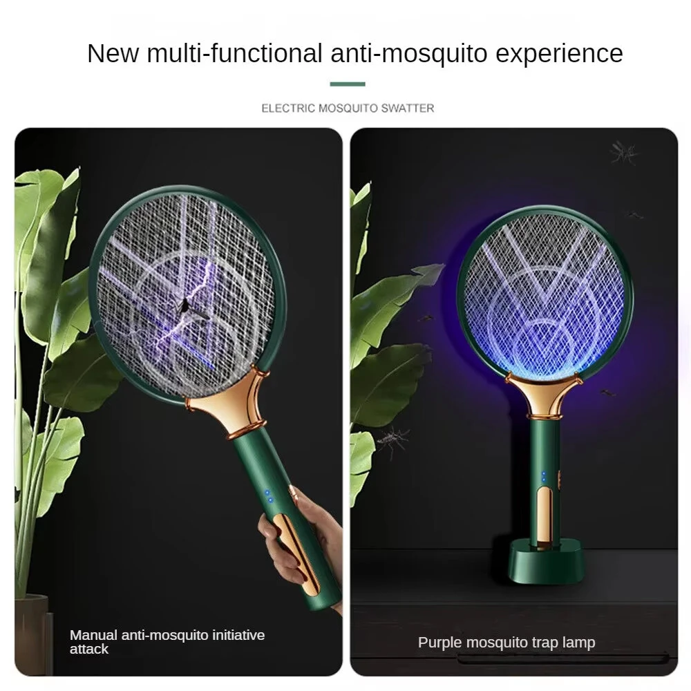 Tevorex 3000V Electric Mosquito Swatter 3-Layer Power Grid Dual Function Auto-Mosquito Attraction USB Fast Charging Portable Fly Killer Device with LED Light for Indoor Outdoor Use — view 6