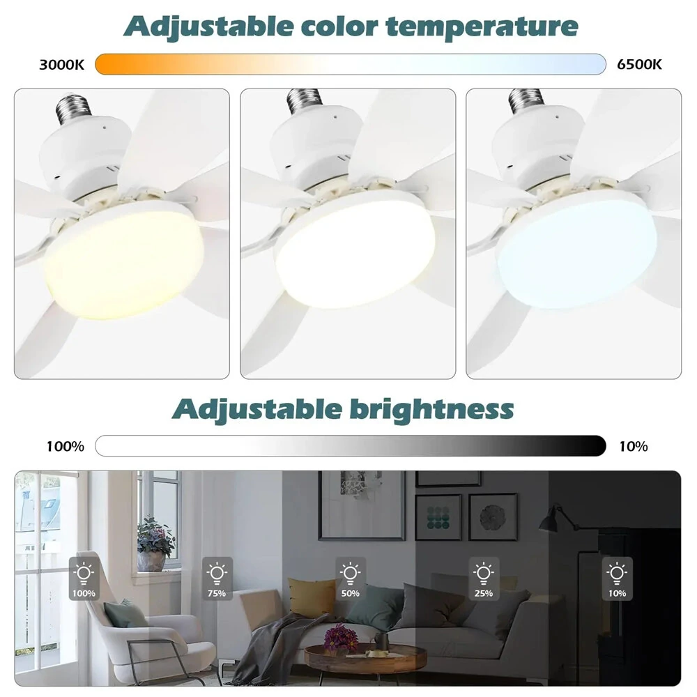 Tevorex 40W Ceiling Fan LED Light E27 Bulb Base with Remote Control for Dimming, 85-265V Wide Voltage Suitable for Living Room, Study, Household ,Office — view 7