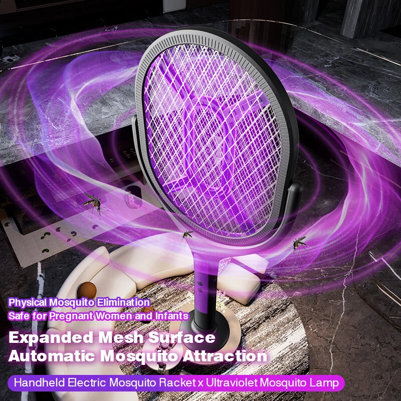 Tevorex 5-In-1 Telescopic Electric Mosquito Racket Mosquito Killer UV Utilizes 90° Rotating Auto Capture Folding Fly Swatter USB Rechargeable with Dual Safety Switches — view 6