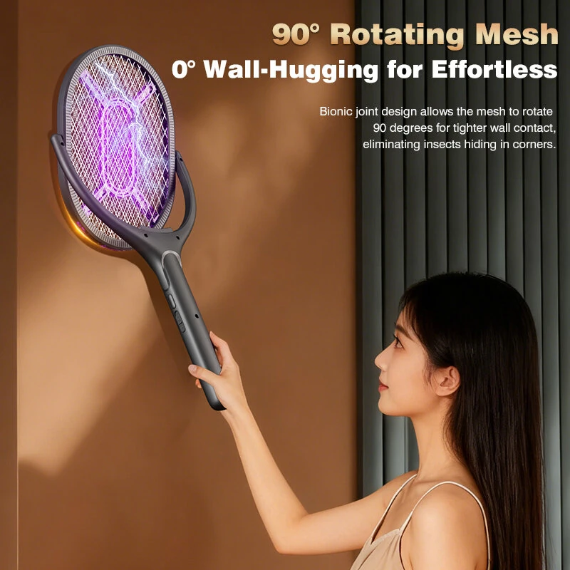Tevorex 5-In-1 Telescopic Electric Mosquito Racket Mosquito Killer UV Utilizes 90° Rotating Auto Capture Folding Fly Swatter USB Rechargeable with Dual Safety Switches — view 8