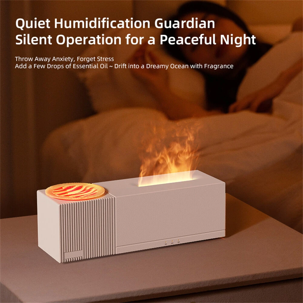 Tevorex 7-Color Flame Effect Diffuser with 360° Rotating Projection, Remote Control Plug-In Air Humidifier for Home & Office — view 5