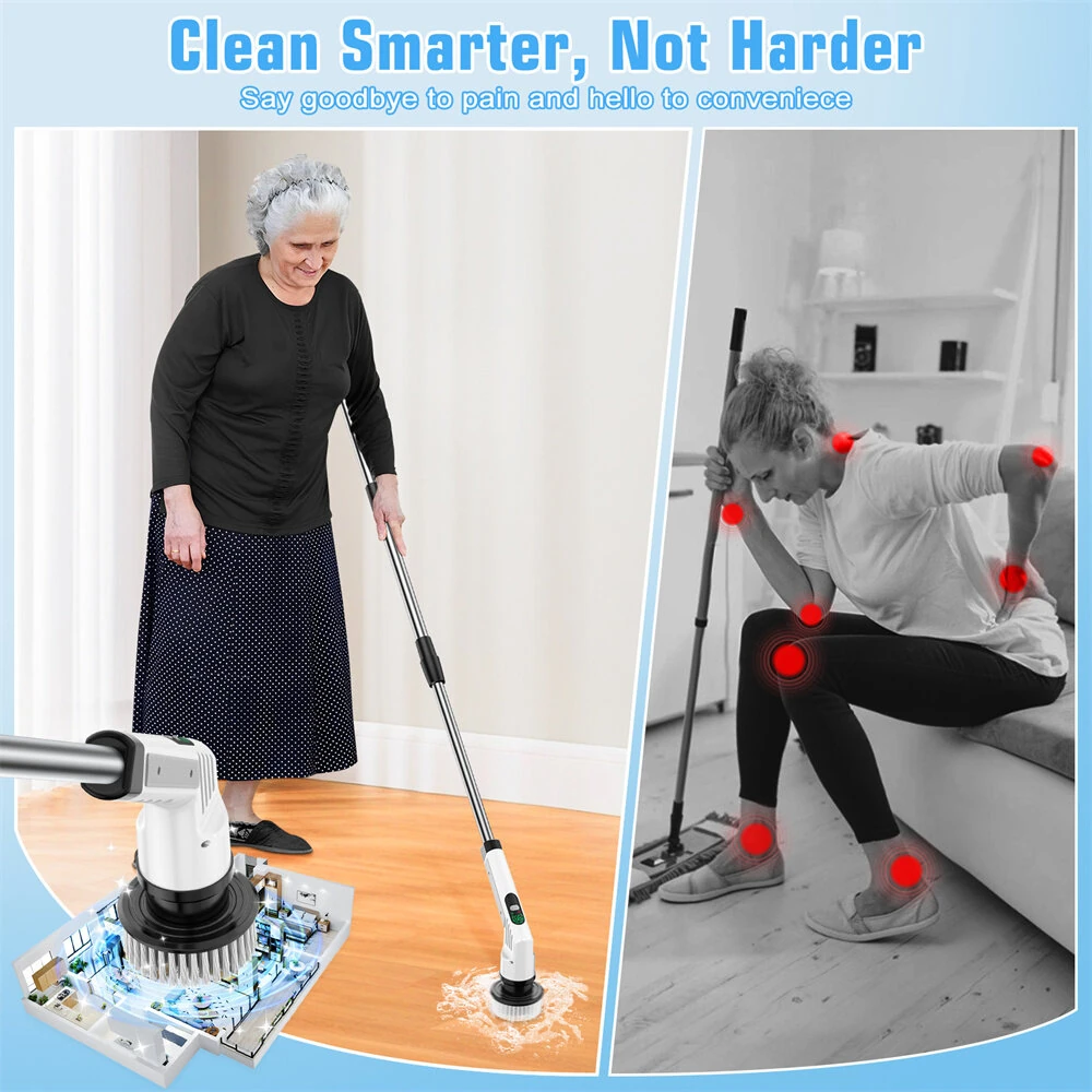 Tevorex 9 in 1 Multifunctional Handheld Electric Cleaning Brush With Telescopic Function, Bathroom Floor And Kitchen Cleaning Tool — view 6