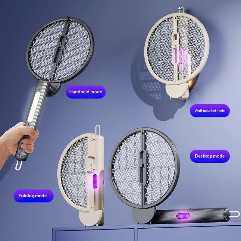 Tevorex Dual-Head Foldable Electric Mosquito Swatter 4-In-1 Rechargeable Handheld Fly Killer Bug Zapper for Indoor Outdoor — view 4