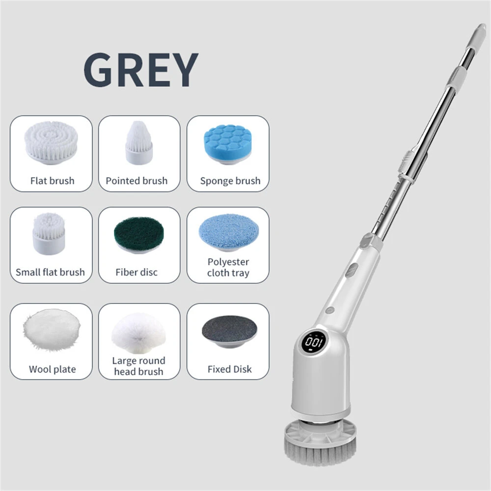 Tevorex Electric Cleaning Brush Spin Scrubber 9 Replacement Brush Heads,3 Adjustable Sizes,Dual Speeds,Lightweight USB Handheld Design — view 10