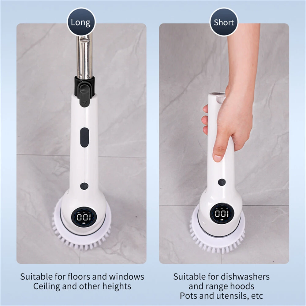 Tevorex Electric Cleaning Brush Spin Scrubber 9 Replacement Brush Heads,3 Adjustable Sizes,Dual Speeds,Lightweight USB Handheld Design — view 6
