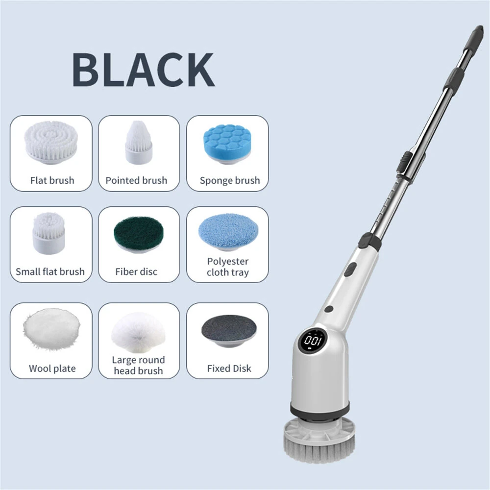 Tevorex Electric Cleaning Brush Spin Scrubber 9 Replacement Brush Heads,3 Adjustable Sizes,Dual Speeds,Lightweight USB Handheld Design — view 9