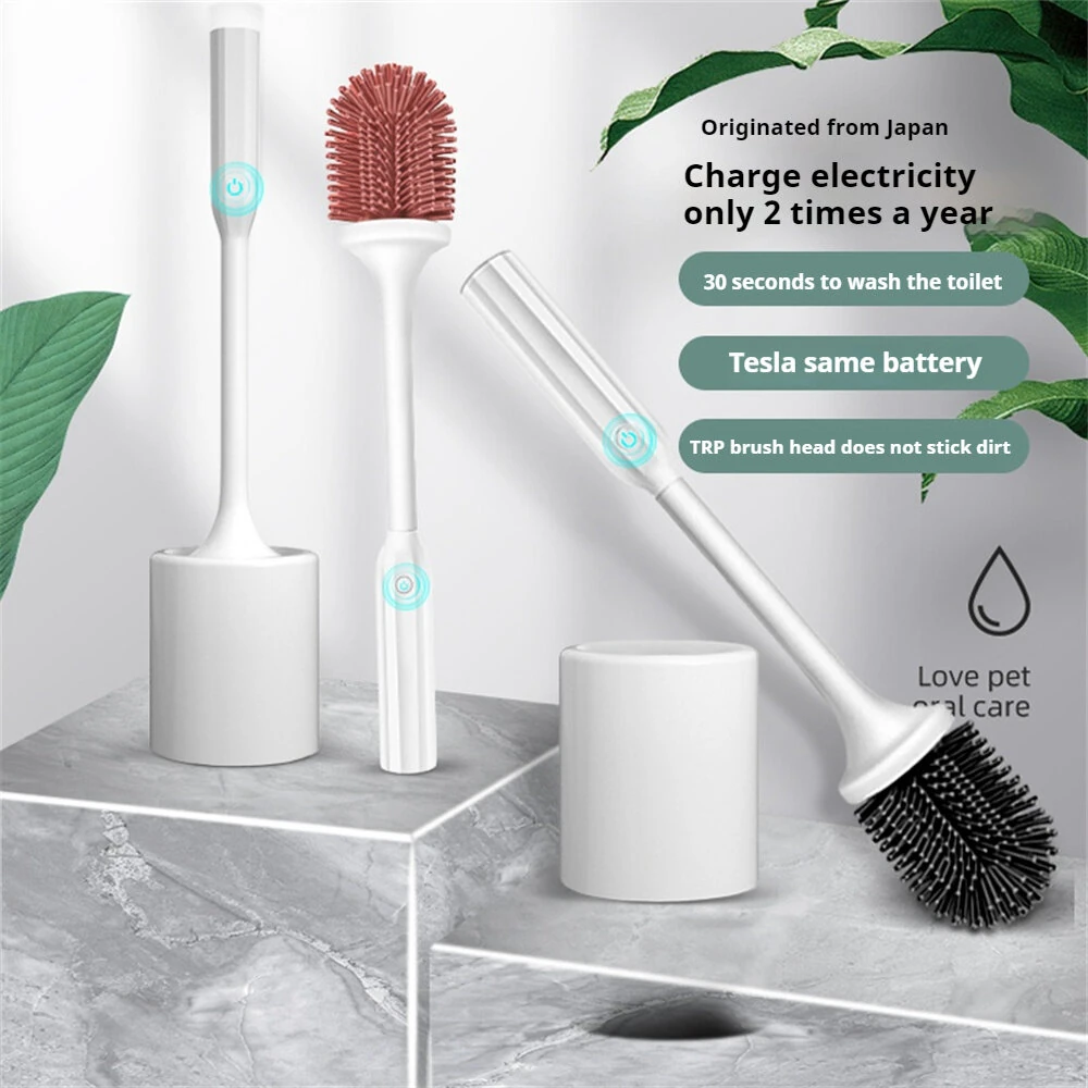 Tevorex Electric Toilet Brush IPX7 Waterproof TPR Material No Stains No Dead Corner Cleaning Large Battery Capacity Wall-mountable for Washroom Clean — view 3